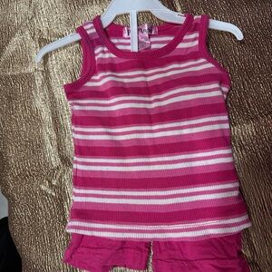 Pink and White Striped Tank w Shorts
